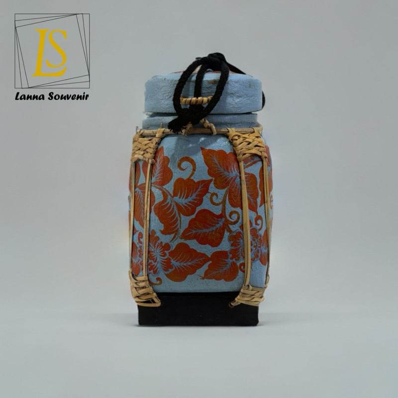 Lanna Bamboo Rice Box – Handmade Thai Kratip Khao Storage Jar | Natural Decor &amp; Gift in 12x21cm Size - Thai Blessing Co