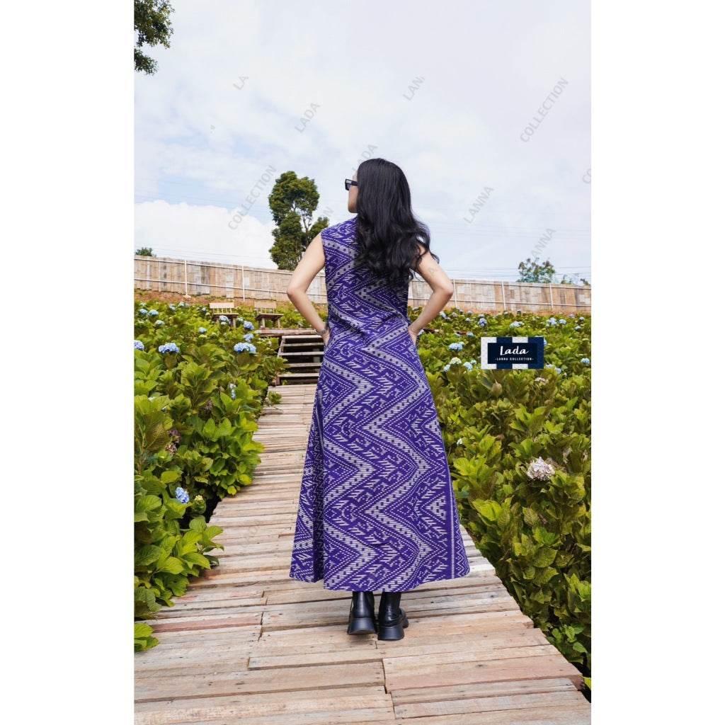 New Indigo Print Long Wrap Coat 51 Inches for Women - Available in M & XL Sizes
