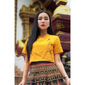 New Tai Yai Cotton Blouse | Traditional Thai Top for Women in 5 Colors, Sizes S–XL เหลือง
