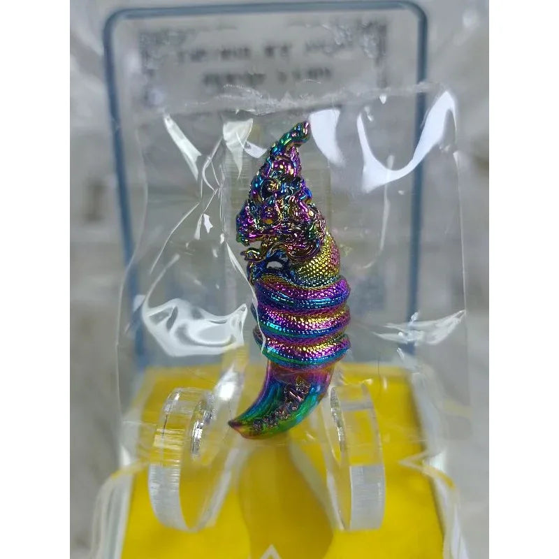 Naga Fang Amulet Wealth - Rich Wealth Edition by Luang Pu Saeng, Wat Pho Chai | Sacred Thai Talisman for Luck and Abundance Blue Rhodium Bronze