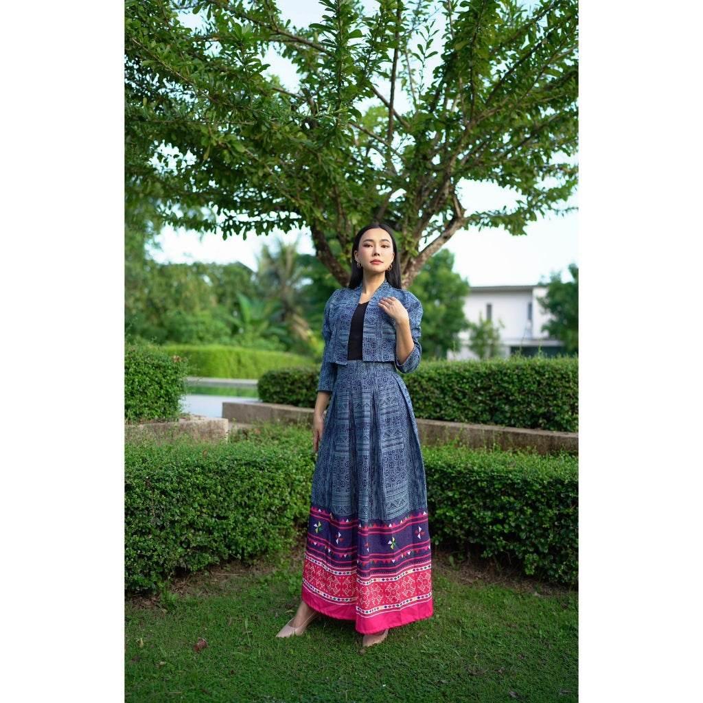 New Candle-Like Print Poly Set - Wrap Top & High-Waisted Pleated Skirt in 4 Sizes | Women’s Trendy Daily Wear Outfit