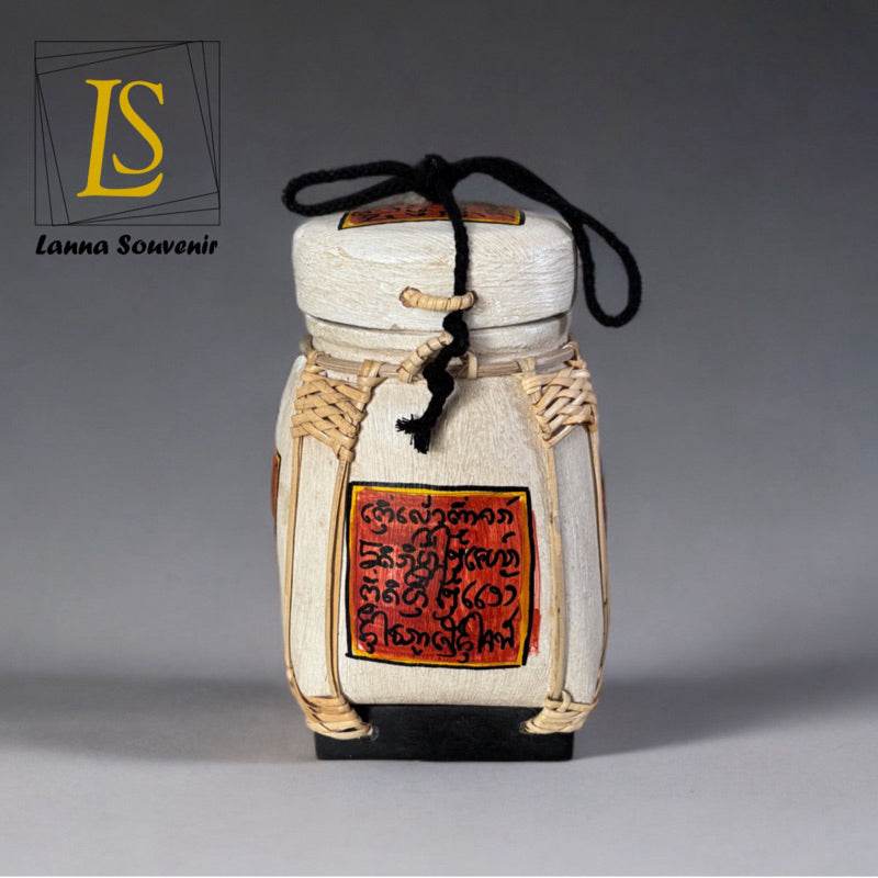 Lanna Bamboo Rice Box – Handmade Thai Kratip Khao Storage Jar | Natural Decor &amp; Gift in 12x21cm Size - Thai Blessing Co