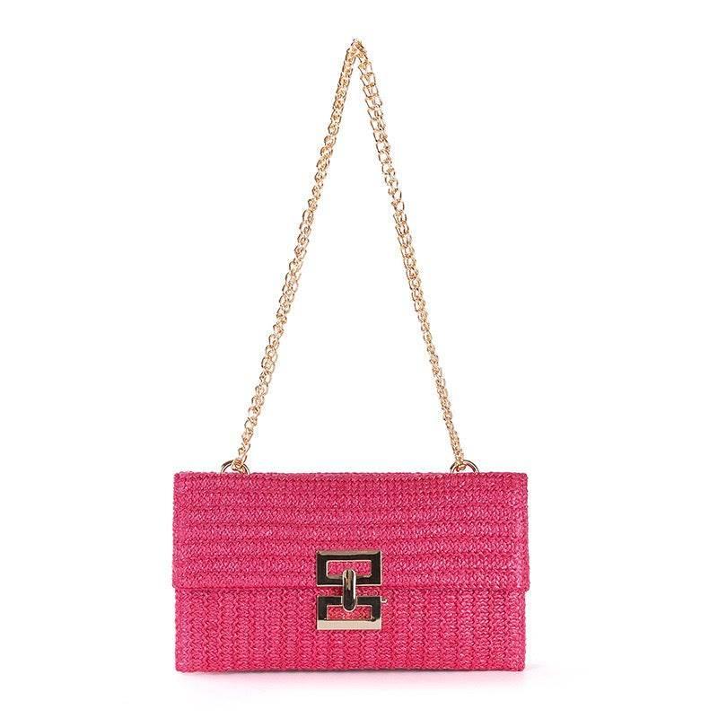 European & American Style Woven Shoulder Bag for Women - Handmade Cotton Rope Tote | Phone & Makeup Friendly - 35cm x 38cm with 28cm Strap pink