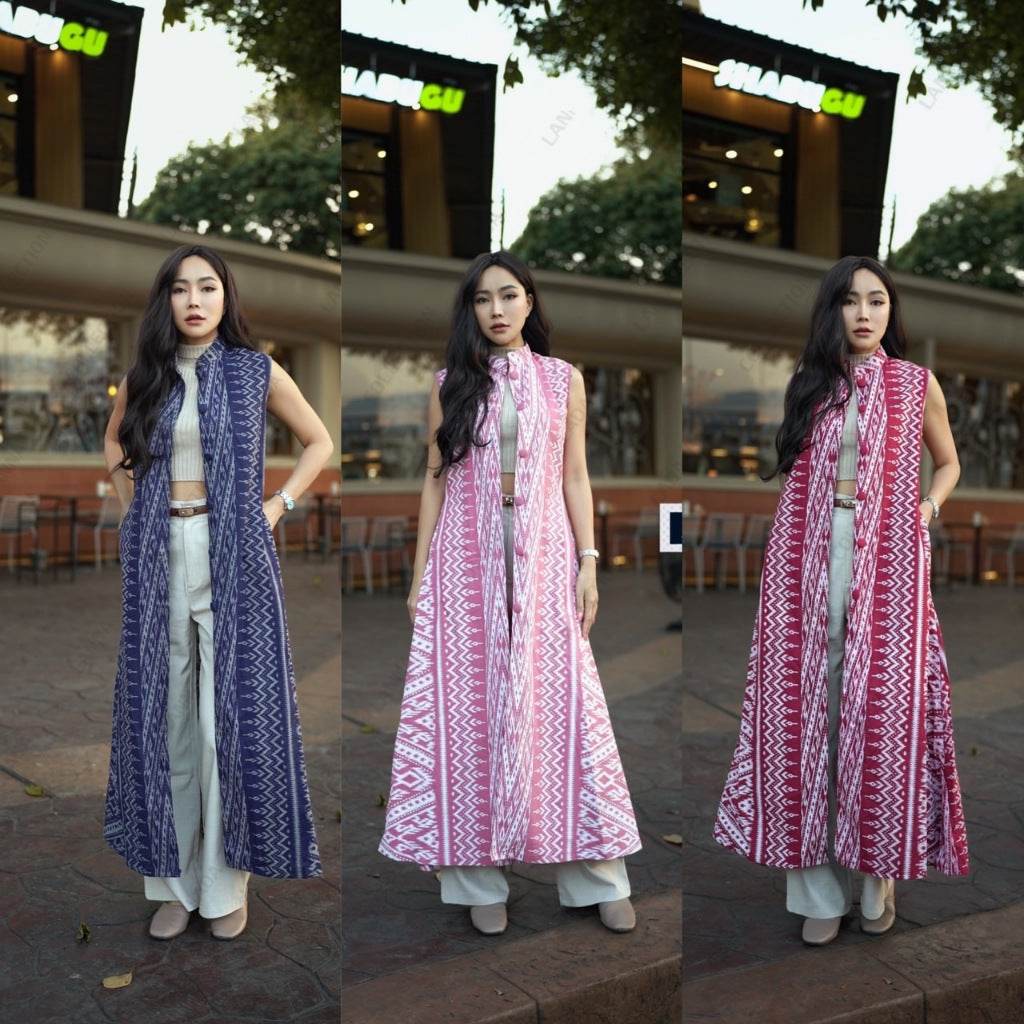 New Lisa Print Long Cotton Wrap Coat – 3 Colors | Hand Wash Only – S–XL Sizes for Women One-Sake.com แดง / อก32-36 กรม / อก32-36 กรม / อก38-40 กรม / อก32-36-กรม / อก38-40-แดง / อก32-36-แดง / อก38-40-ชมพู / อก32-36-ชมพู / อก38-40-
