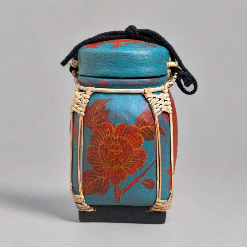 Lanna Bamboo Rice Box – Handmade Thai Kratip Khao Storage Jar | Natural Decor &amp; Gift in 12x21cm Size - Thai Blessing Co