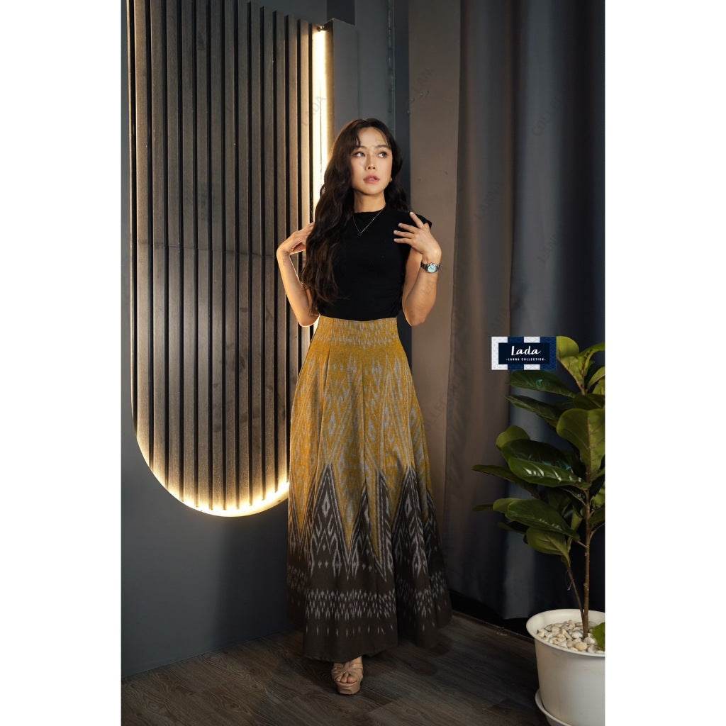 Two-Tone 8-Piece Cotton Pleated Skirt – High-Waisted Printed Outfit | 38” Length in Waist 26–32” for Women One-Sake.com น้ำตาล / L น้ำตาล / S น้ำตาล / M น้ำตาล / S-น้ำตาล / M-น้ำตาล / L-น้ำตาล / XL-ม่วง / S-ม่วง / M-ม่วง / L-ม่วง / XL-น้ำเงิน / S-น้ำเงิน / M-น้ำเงิน / L-น้ำเงิน / XL-