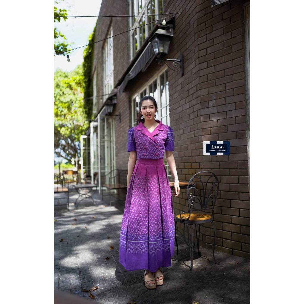 Trendy V-Tone 2-Piece Cotton Set with Mandarin Collar Top &amp; Pleated Skirt – 3 Colors | Separates Available One-Sake.com ส้มอิฐ / L ส้มอิฐ / S ส้มอิฐ / M ส้มอิฐ / S-ส้มอิฐ / M-ส้มอิฐ / L-ส้มอิฐ / XL-ชมพูบานเย็น / S-ชมพูบานเย็น / M-ชมพูบานเย็น / L-ชมพูบานเย็น / XL-ฟ้าน้ำทะเล / S-ฟ้าน้ำทะเล / M-ฟ้าน้ำทะเล / L-ฟ้าน้ำทะเล / XL-