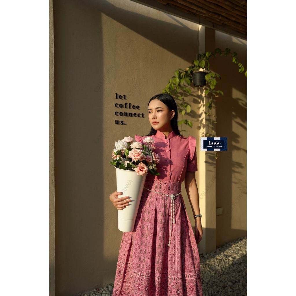 New Pink Piku Flower Print Skirt with 2 Top Styles – Cotton 2-Piece Set | S–XL Sizes for Women One-Sake.com คอปีนแขนสั้น / L คอปีนแขนสั้น / S คอปีนแขนสั้น / M คอปีนแขนสั้น / S-คอปีนแขนสั้น / M-คอปีนแขนสั้น / L-คอปีนแขนสั้น / XL-ครอปจิตรลดาระบายเล็ก / S-ครอปจิตรลดาระบายเล็ก / M-ครอปจิตรลดาระบายเล็ก / L-ครอปจิตรลดาระบายเล็ก / XL-