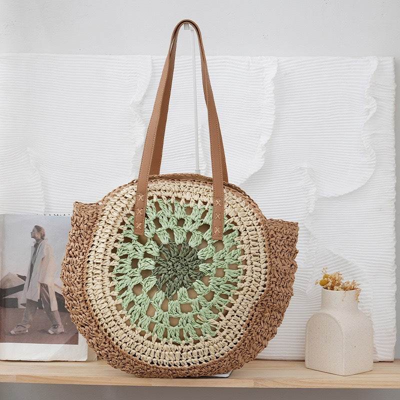 6-Color Large Woven Beach Tote Bag with Adjustable Shoulder Strap - Handmade Cotton Rope Bag 25cm x 42cm 4