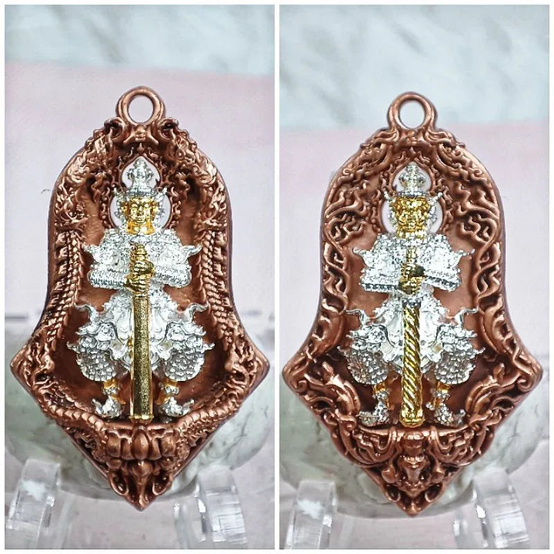 Tao Wessuwan Amulet: Dwi Deva Twin-Faced Charm for Protection, Wealth, and Spiritual Authority