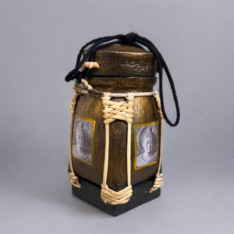 Mini Lanna Bamboo Jar – Handmade Thai Rice Basket for Home &amp; Café Décor | Small Woven Bamboo Bowl with Natural Design – 10 x 17 cm - Thai Blessing Co