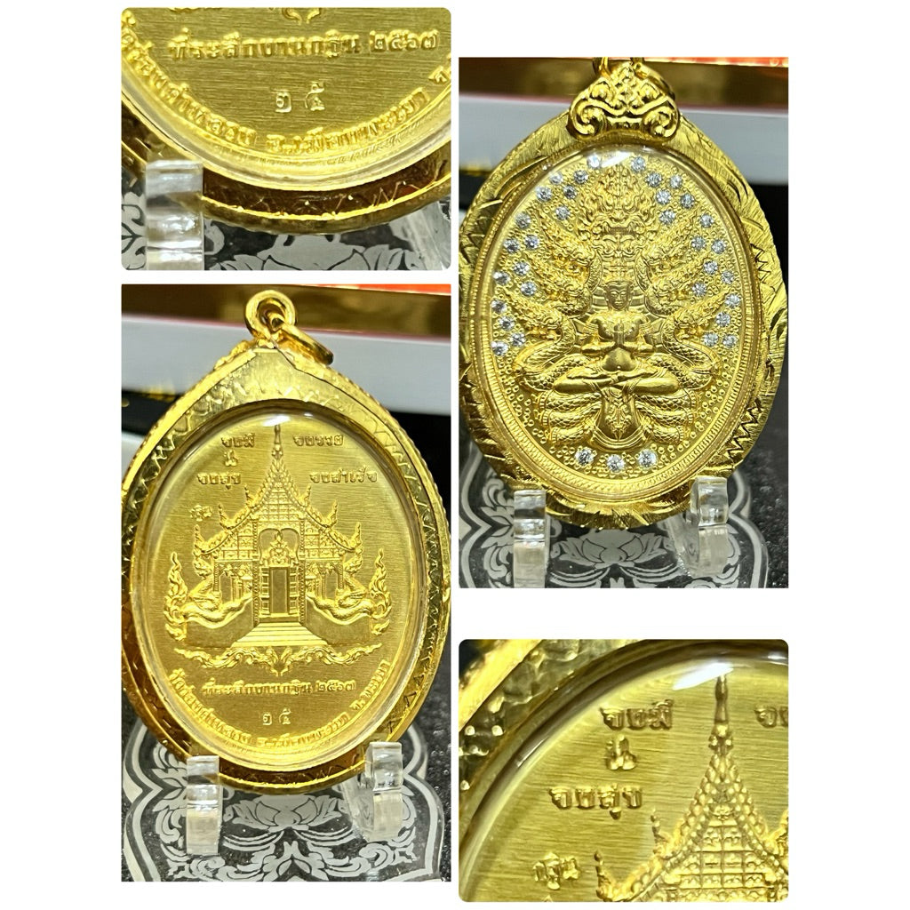 ✨ The Sovereign Phaya Mucalinda Naga King: Kathin 2024 (B.E. 2567) Masterpiece Edition by Phra Arjan Sirichai, Wat Rong Kham Luang – Authentic Thai Sacred Medallion for Absolute Protection, Infinite Wealth, and Spiritual Ascension ✨ Nava inlaid with diamonds