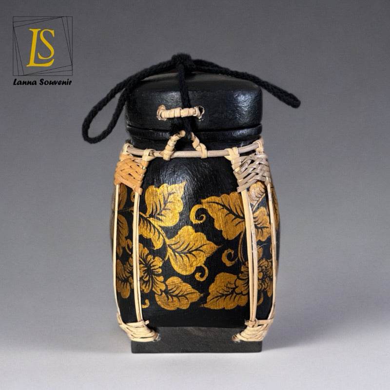 Lanna Bamboo Rice Box – Handmade Thai Kratip Khao Storage Jar | Natural Decor &amp; Gift in 12x21cm Size - Thai Blessing Co