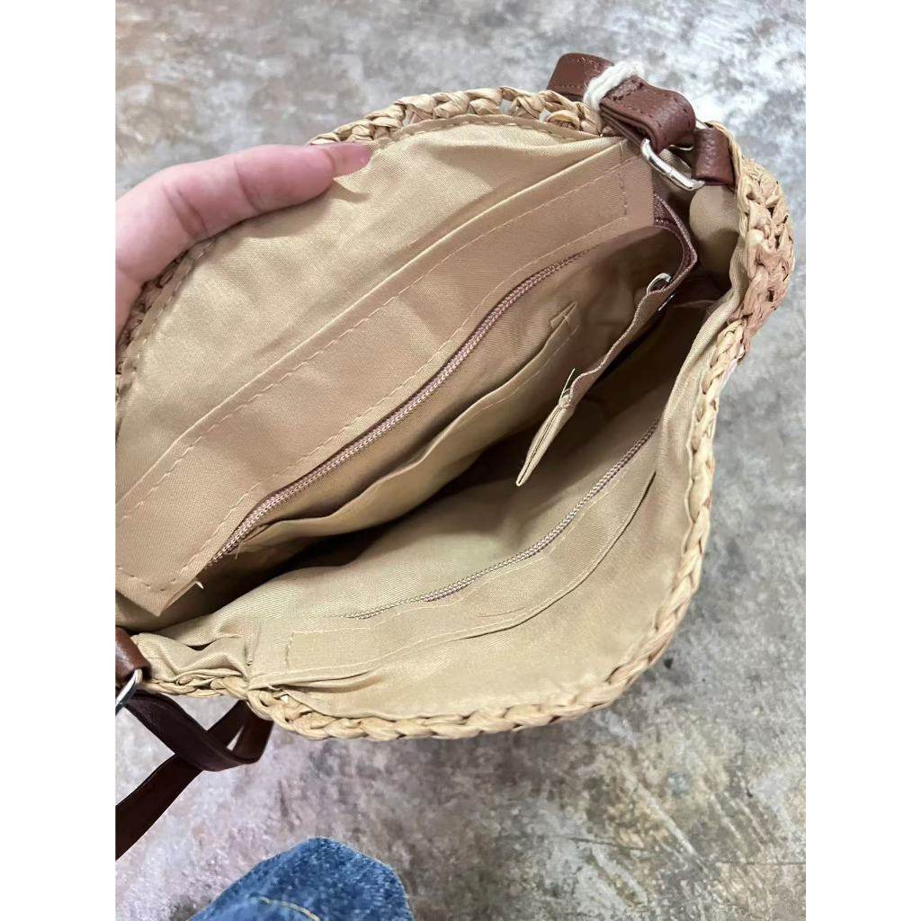 Retro Style Handwoven Bag for Women – Cute Tassel &amp; Leather Strap | Small Cotton Rope Crossbody Bag with Adjustable Strap One-Sake.com green khaki pink khaki-pink-green-
