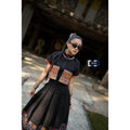 Hmong-Inspired Cotton Set - Stylish 2-Piece Wrap Top & Pleated Skirt for Women in S–XL Sizes S