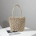 Handwoven Floral Mini Tote Bag for Women - Stylish Cotton Rope Shoulder Bag with Natural Materials | 30cm Craftsmanship Design white off