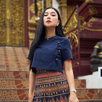 New Tai Yai Cotton Blouse | Traditional Thai Top for Women in 5 Colors, Sizes S–XL