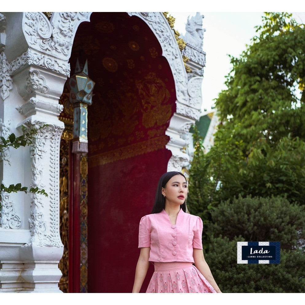 New Arrival – Praewa Kasin Pattern Cotton Set with Jitlada Long Sleeve, Collar &amp; Short Sleeve Tops | Soft Pink Skirt with Shawl Option One-Sake.com เสื้อคอปีนแขนสั้น / L เสื้อคอปีนแขนสั้น / S เสื้อคอปีนแขนสั้น / M เสื้อคอปีนแขนสั้น / S-เสื้อคอปีนแขนสั้น / M-เสื้อคอปีนแขนสั้น / L-เสื้อคอปีนแขนสั้น / XL-เสือจิตลราแขนสั้น / S-เสือจิตลราแขนสั้น / M-เสือจิตลราแขนสั้น / L-เสือจิตลราแขนสั้น / XL-เสื้อจิตรลดาแขนยาว / S-เสื้อจิตรลดาแขนยาว / M-เสื้อจิตรลดาแขนยาว / L-เสื้อจิตรลดาแขนยาว / XL-