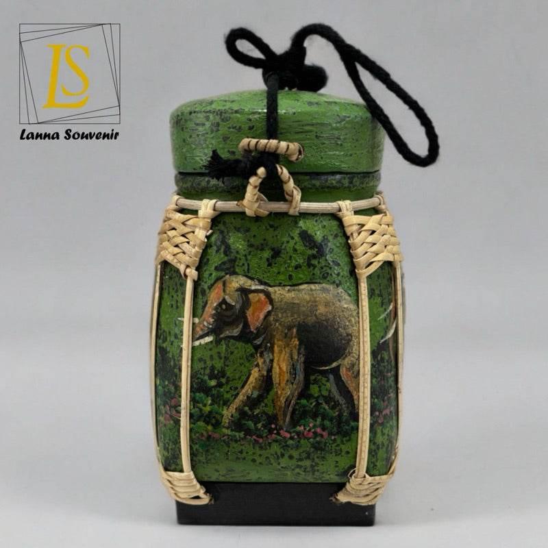 Handmade Thai Bamboo Rice Box - Thai Kratip Khao Storage Jar for Rice and Grains B83 Premium paint