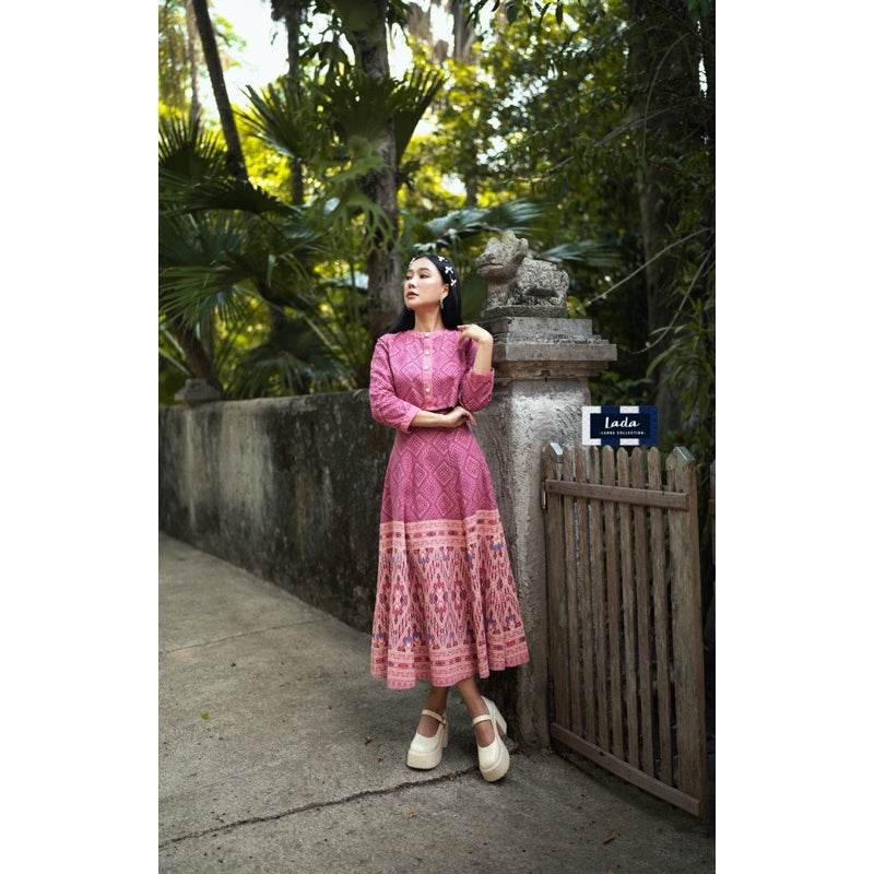 New Arrival: Cropped Wrap Blouse &amp; 6-Piece Khit Print Skirt Set | Stylish Cotton Outfit in 3 Colors One-Sake.com กรม / L กรม / S กรม / M กรม / S-กรม / M-กรม / L-กรม / XL-ชมพู / S-ชมพู / M-ชมพู / L-ชมพู / XL-เหลือง / S-เหลือง / M-เหลือง / L-เหลือง / XL-
