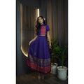 New Chinese Collar Top Skirt Set - Purple Cotton Modest Outfit for Women ม่วง