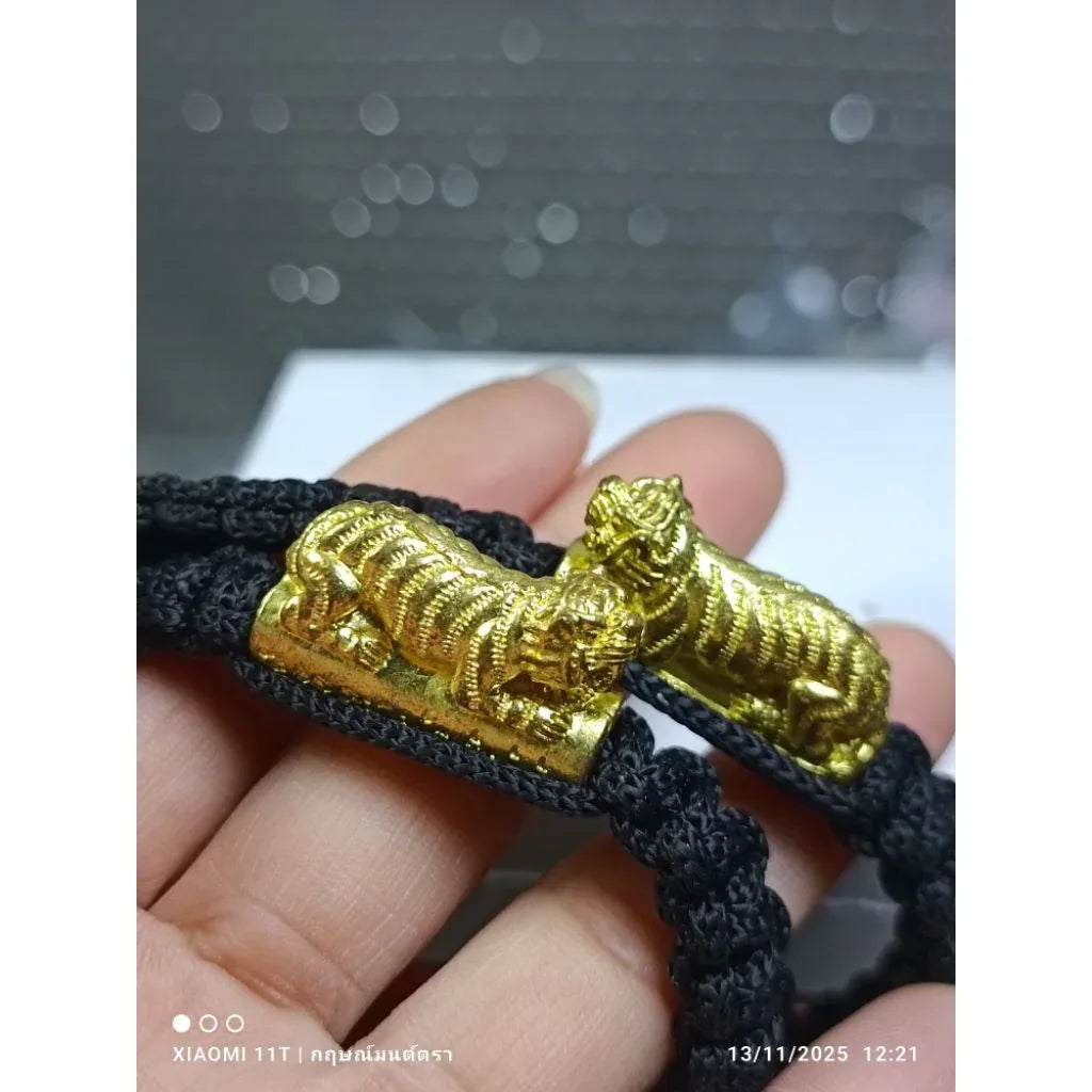 🐯 The Roar of Dominance: Takrut "Big Single Tiger" Wristband (Year 2016) - Luang Phor Pern, Wat Bang Phra