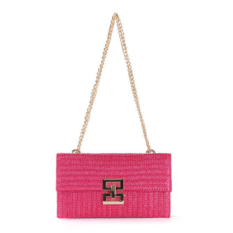 European &amp; American Style Woven Shoulder Bag – Handmade Cotton Rope Tote for Women | Fits Phone &amp; Makeup – 35cm x 38cm with 28cm Strap One-Sake.com black khaki white off khaki-white off-black-pink-