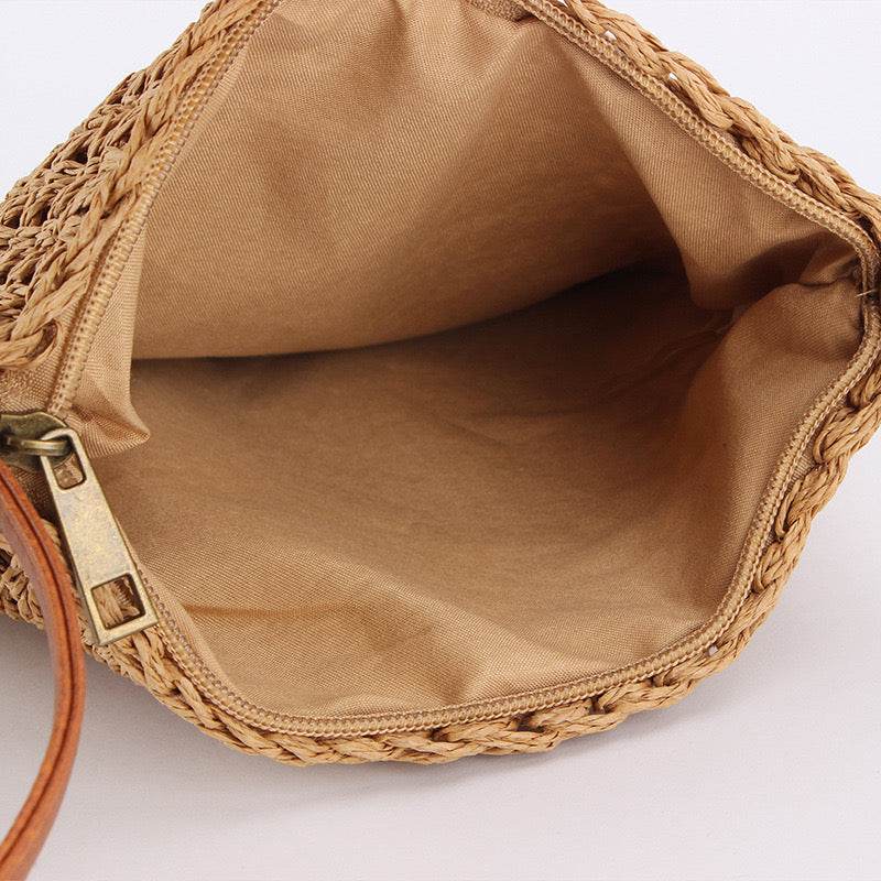 New Retro Tassel Woven Crossbody Bag for Women – Leather Strap &amp; Zip Closure | Cotton Rope Vintage Style Shoulder Bag 25cm Width One-Sake.com khaki white off khaki-white off-