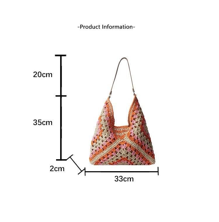 Trapezoid Handwoven Shoulder Bag in Dusty Purple with Leather Strap | Lined Natural Cotton Rope Bag for Women