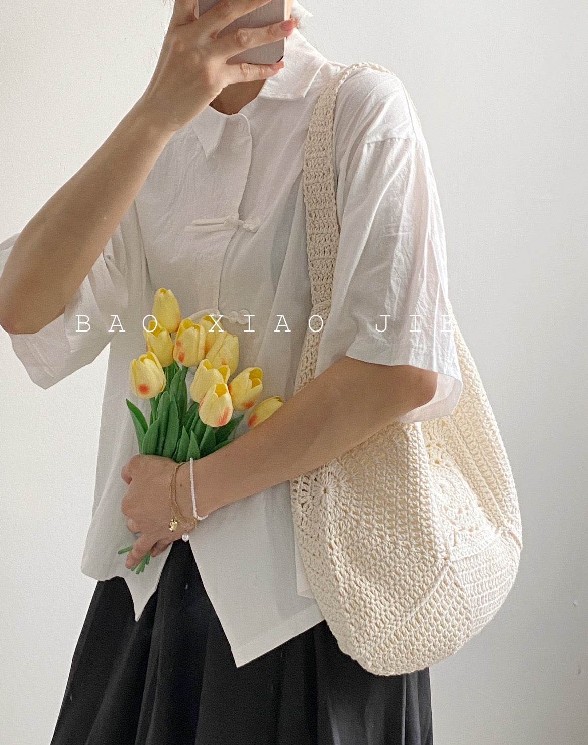 Handwoven Cotton Tote Bag for Women – Eco-Friendly Natural Fiber Shoulder Bag | 27cm x 38cm with Adjustable Strap One-Sake.com khaki white off khaki-white off-