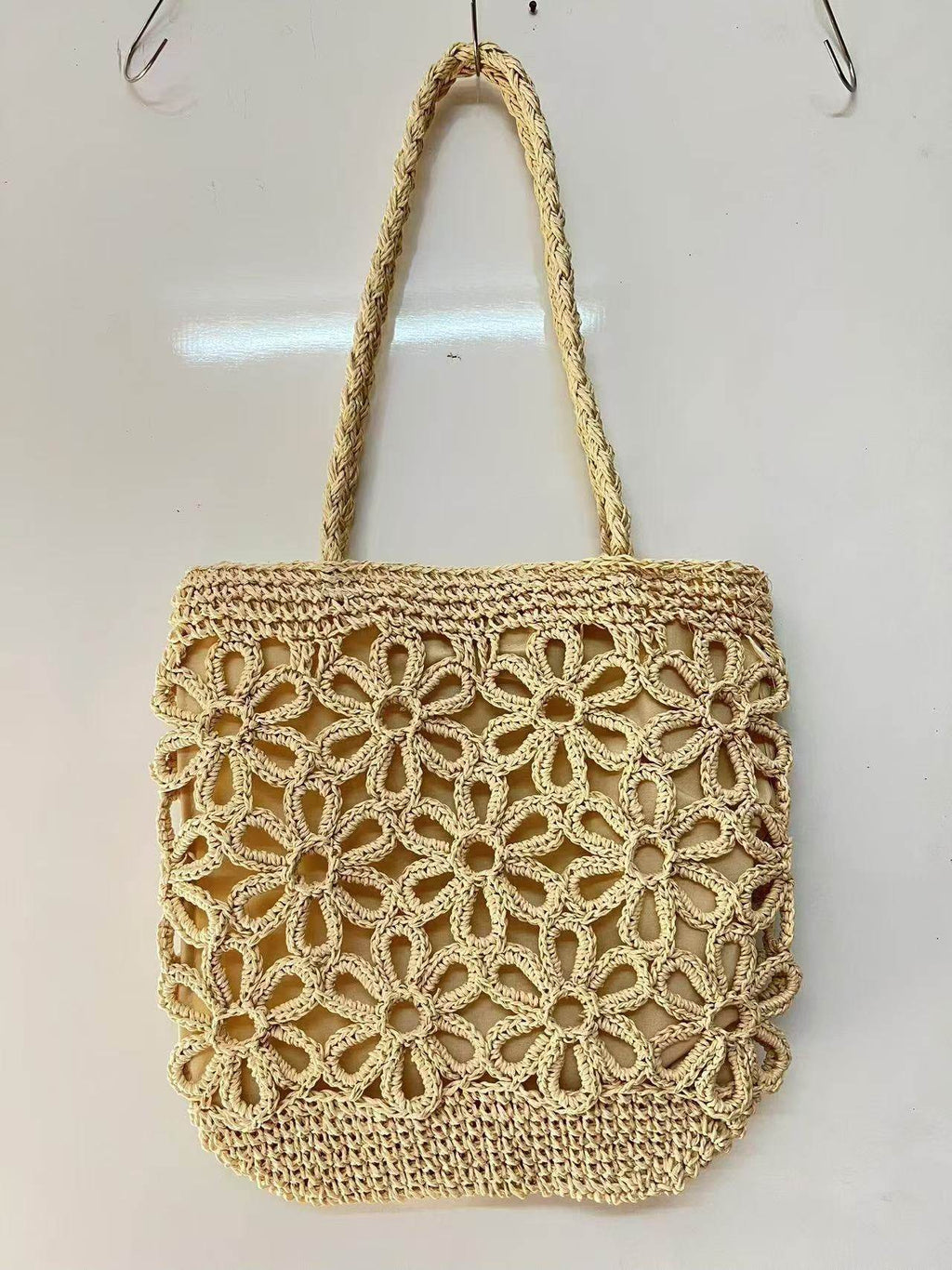 Handwoven Floral Mini Tote Bag for Women – Cotton Rope &amp; Natural Material | 30cm Shoulder Bag with Style &amp; Craftsmanship One-Sake.com khaki white off khaki-white off-