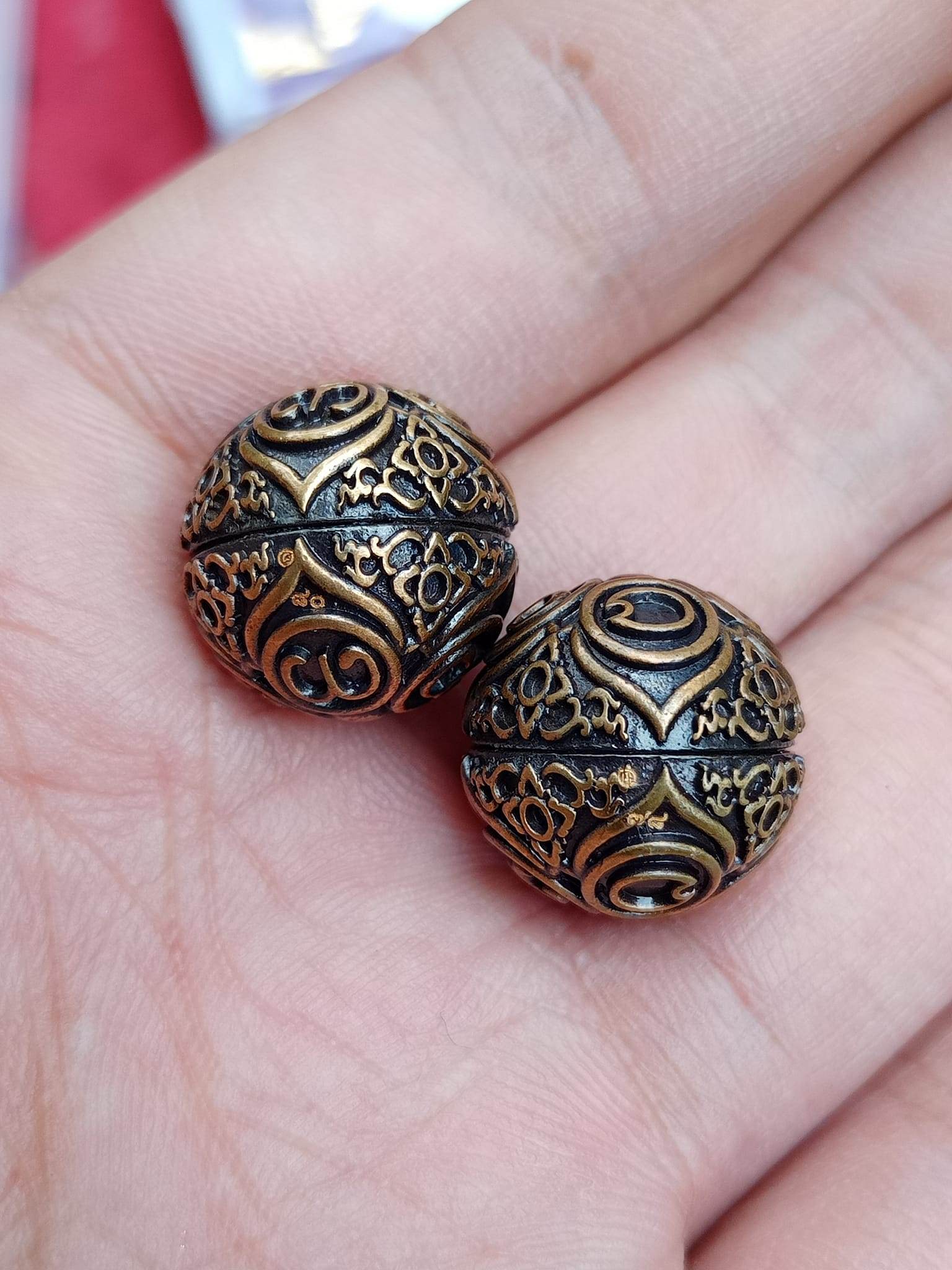 Thai Blessing Co ancient mercury spirit orb brass prayer beads feng shui talisman spheres for home altar