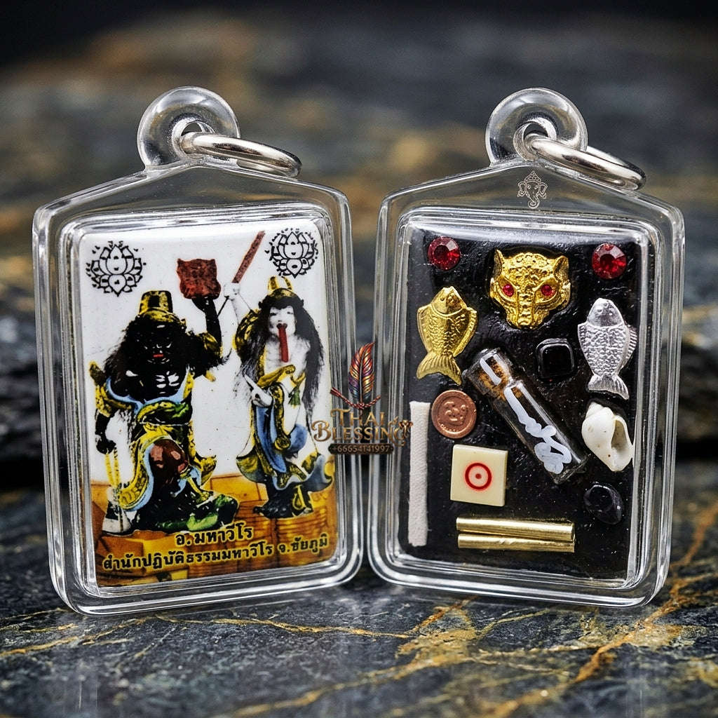 Thai Amulet Anti-Ghost & Occult Protection Chom Phut Black & White Master Locket Edition Phra Ajarn Amnat Maha Viro Thai Blessing Co By RURUECHA