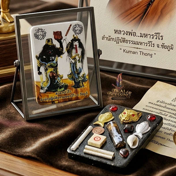 Thai Amulet Anti-Ghost & Occult Protection Chom Phut Black & White Master Locket Edition Phra Ajarn Amnat Maha Viro Thai Blessing Co By RURUECHA