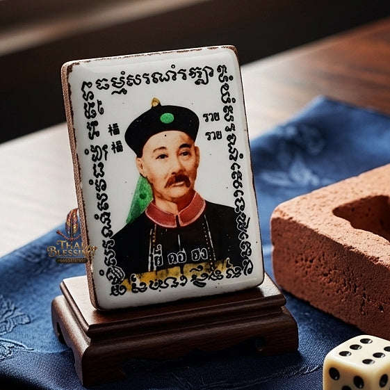 Thai Amulet Gambling Luck, Lottery Win & Wealth Attraction Masterpiece Chao Pho Yi Go Hong & Chai Sing Ei Rectangular Waterproof Locket "Setthi Ruay Sap" Thai Blessing Co By RURUECHA
