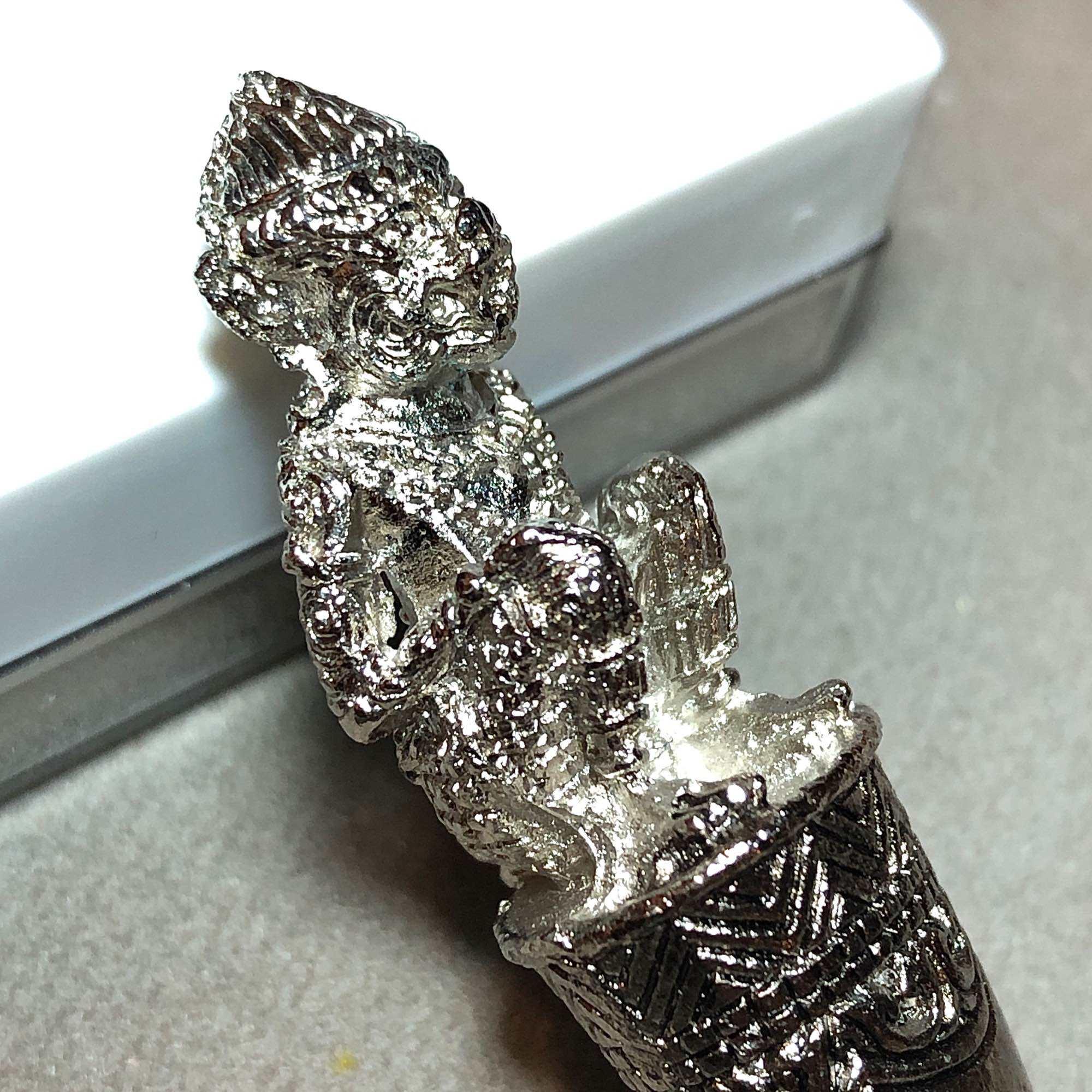 Hanuman Sitting on Fangs Silver Amulet - Thai Hanuman Amulet for Protection and Prosperity