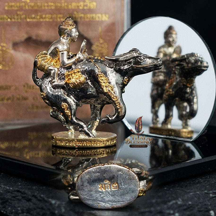 Thai Amulet Khwai Thanu & Kuman Thep Kaiyasit Protection & Wealth Samrit Bronze Masterpiece Edition Luang Pho Waen Kai Thai Blessing Co By RURUECHA