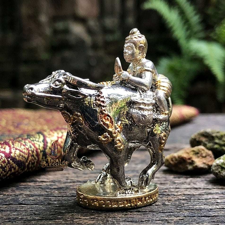 Thai Amulet Khwai Thanu & Kuman Thep Kaiyasit Protection & Wealth Samrit Bronze Masterpiece Edition Luang Pho Waen Kai Thai Blessing Co By RURUECHA