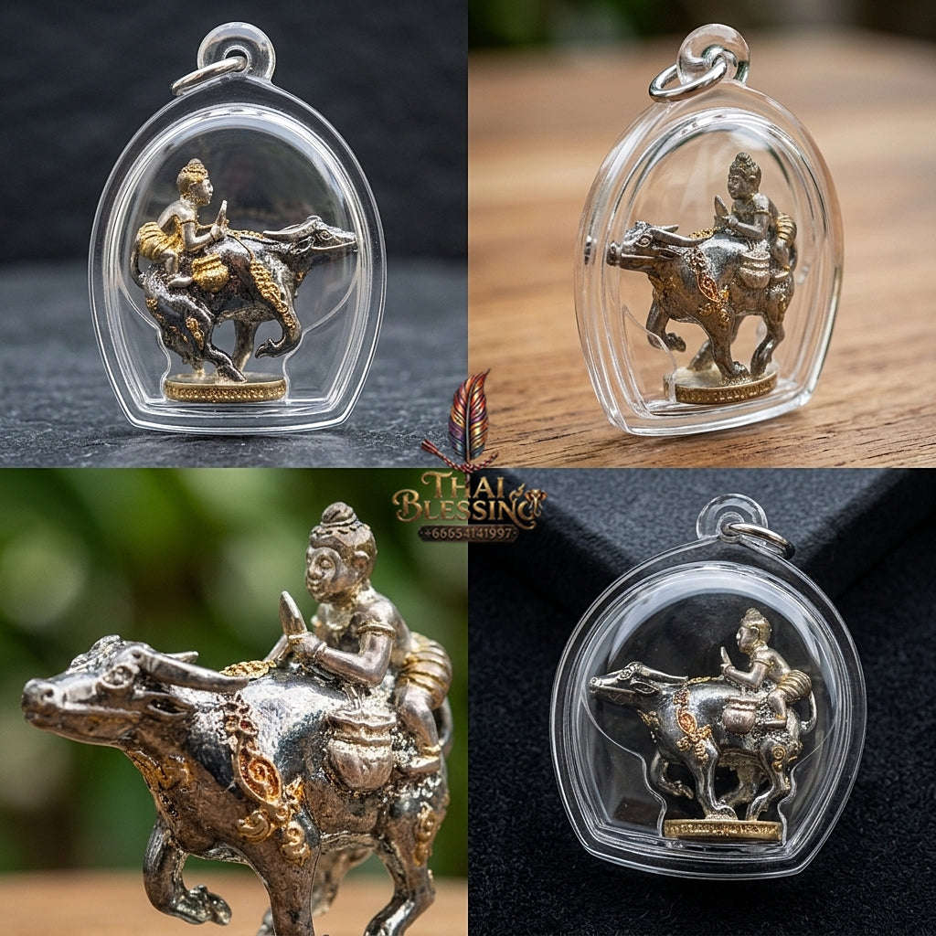 Thai Amulet Khwai Thanu & Kuman Thep Kaiyasit Protection & Wealth Samrit Bronze Masterpiece Edition Luang Pho Waen Kai Thai Blessing Co By RURUECHA