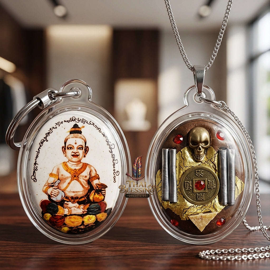 Thai Amulet Kuman Thong Wealth & Fortune Kuman Thong Locket Master Edition Phong Phrai Kumarn Matrix Phra Ajarn Tet Rang Si Wat San Ma Kiang Chiang Mai Thai Blessing Co By RURUECHA