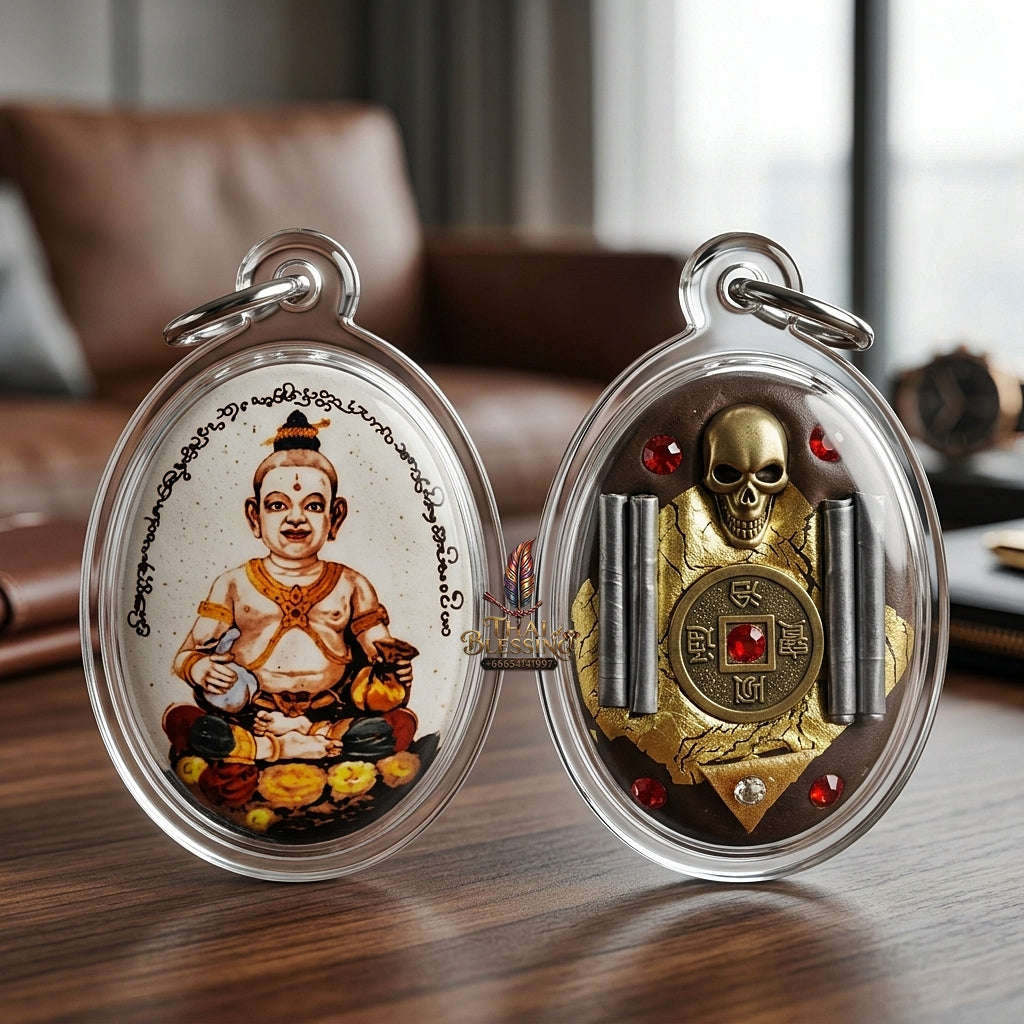 Thai Amulet Kuman Thong Wealth & Fortune Kuman Thong Locket Master Edition Phong Phrai Kumarn Matrix Phra Ajarn Tet Rang Si Wat San Ma Kiang Chiang Mai Thai Blessing Co By RURUECHA