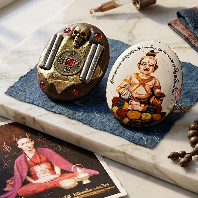 Thai Amulet Kuman Thong Wealth & Fortune Kuman Thong Locket Master Edition Phong Phrai Kumarn Matrix Phra Ajarn Tet Rang Si Wat San Ma Kiang Chiang Mai Thai Blessing Co By RURUECHA