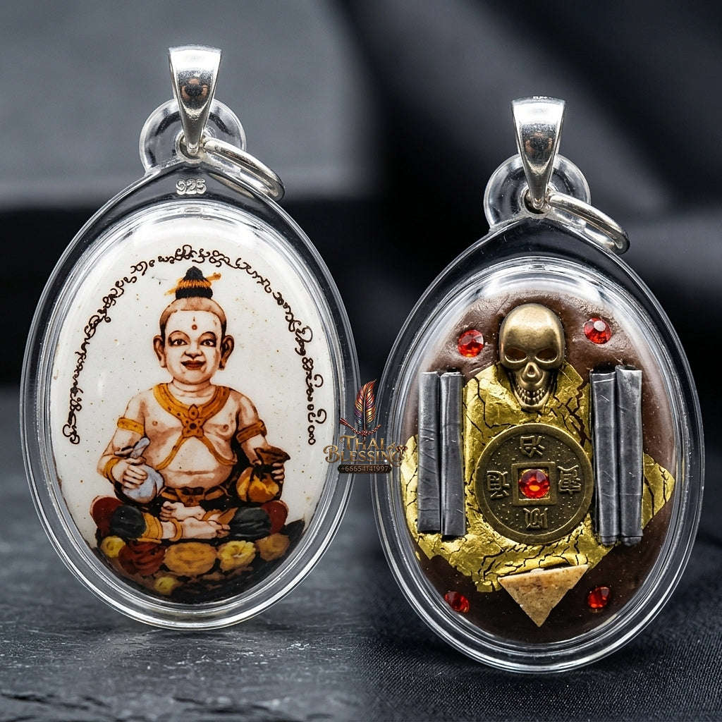 Thai Amulet Kuman Thong Wealth & Fortune Kuman Thong Locket Master Edition Phong Phrai Kumarn Matrix Phra Ajarn Tet Rang Si Wat San Ma Kiang Chiang Mai Thai Blessing Co By RURUECHA