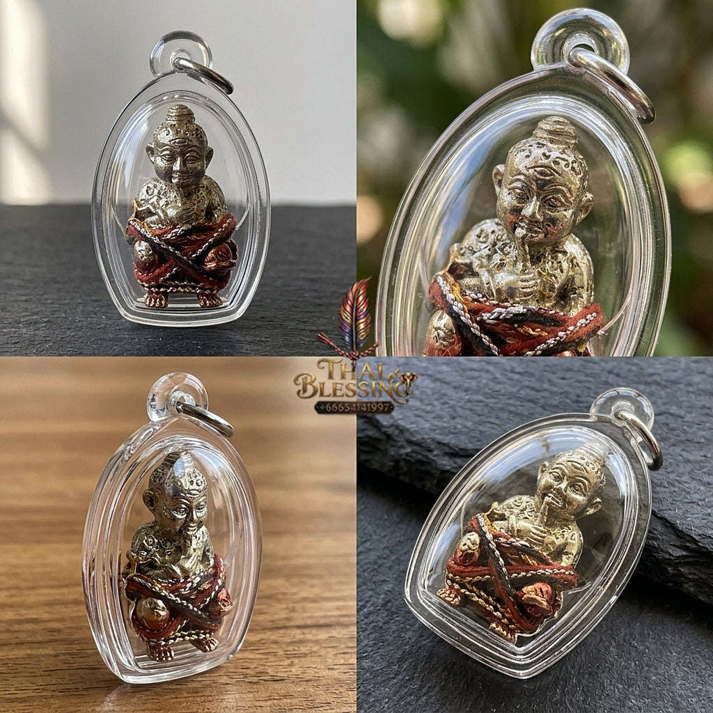 Thai Amulet Kuman Thong Wealth & Prosperity Kuman Thong Dut Rok Riak Sap Luang Pu Kham Sang Samnak Song Nong Hoi Kao Thai Blessing Co By RURUECHA