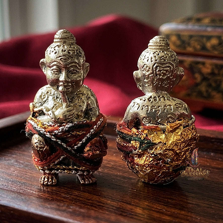 Thai Amulet Kuman Thong Wealth & Prosperity Kuman Thong Dut Rok Riak Sap Luang Pu Kham Sang Samnak Song Nong Hoi Kao Thai Blessing Co By RURUECHA