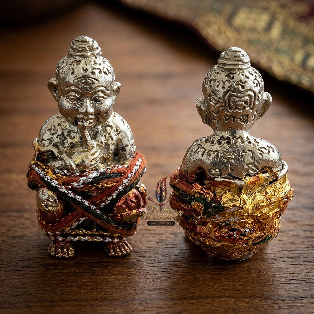 Thai Amulet Kuman Thong Wealth & Prosperity Kuman Thong Dut Rok Riak Sap Luang Pu Kham Sang Samnak Song Nong Hoi Kao Thai Blessing Co By RURUECHA