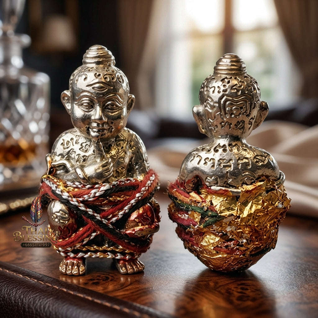 Thai Amulet Kuman Thong Wealth & Prosperity Kuman Thong Dut Rok Riak Sap Luang Pu Kham Sang Samnak Song Nong Hoi Kao Thai Blessing Co By RURUECHA