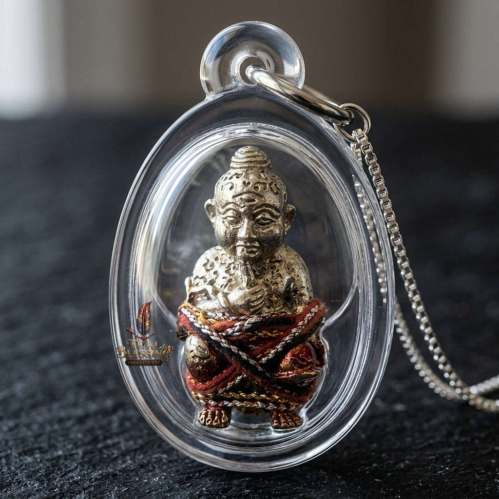 Thai Amulet Kuman Thong Wealth & Prosperity Kuman Thong Dut Rok Riak Sap Luang Pu Kham Sang Samnak Song Nong Hoi Kao Thai Blessing Co By RURUECHA