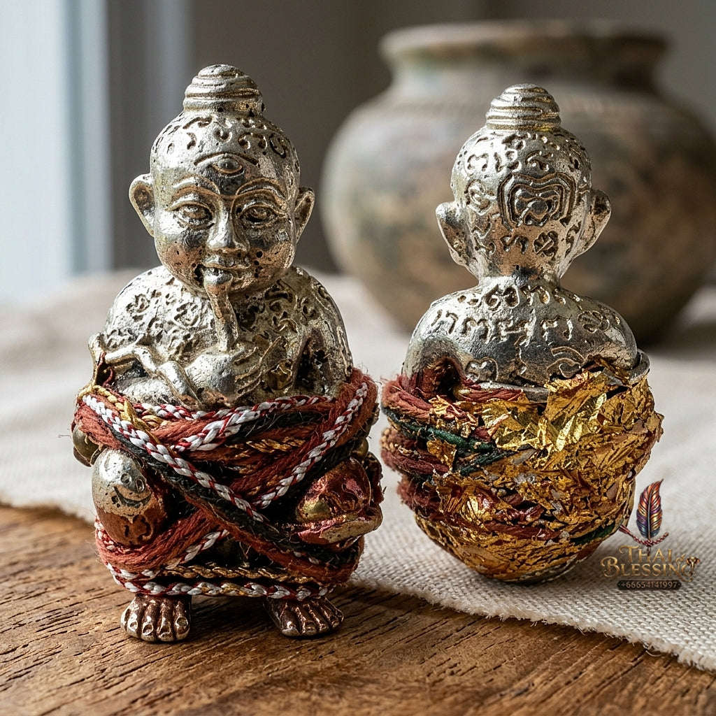 Thai Amulet Kuman Thong Wealth & Prosperity Kuman Thong Dut Rok Riak Sap Luang Pu Kham Sang Samnak Song Nong Hoi Kao Thai Blessing Co By RURUECHA