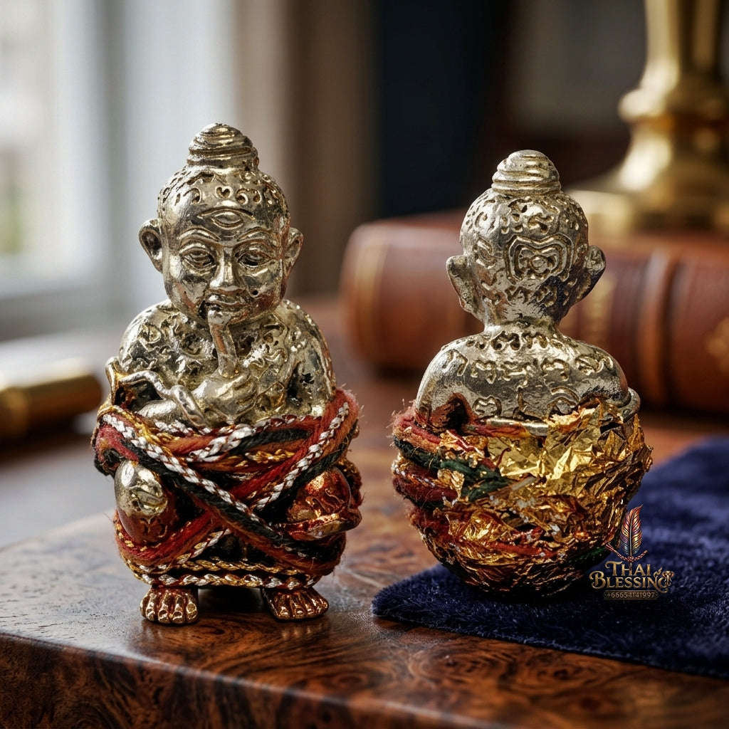 Thai Amulet Kuman Thong Wealth & Prosperity Kuman Thong Dut Rok Riak Sap Luang Pu Kham Sang Samnak Song Nong Hoi Kao Thai Blessing Co By RURUECHA